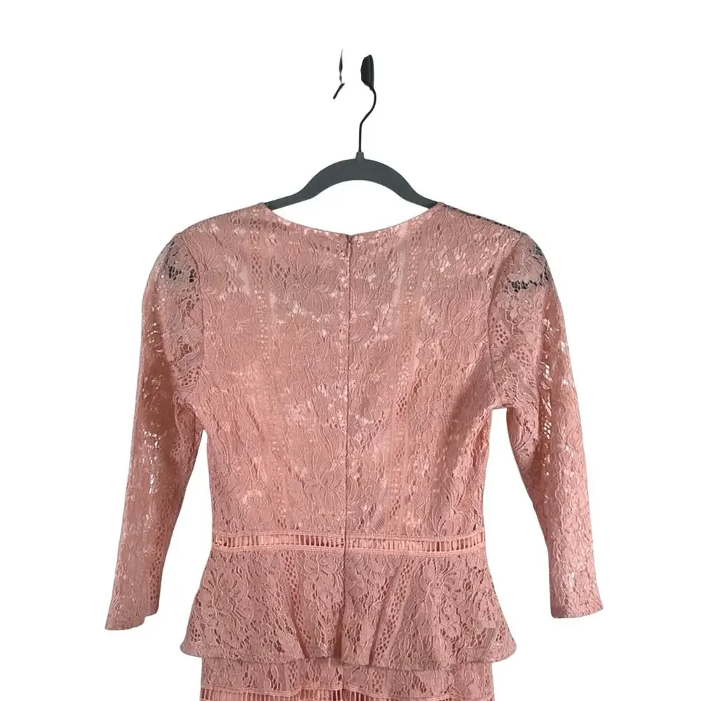 ALLISON NY Blush Lace Tiered Midi Dress XS NWT Cottagecore Romantic - Picture 5 of 6